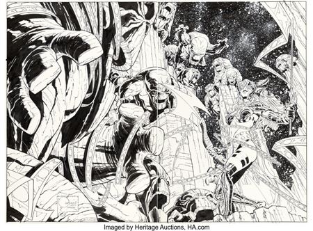 Joe Quesada and Klaus Janson Age of Ultron #10 Angela Wraparound Variant Cover Original Art (Marvel, 2013)