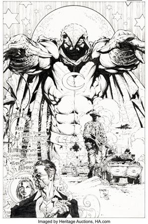 David Finch and Danny Miki Moon Knight #3 Cover Original Art (Marvel, 2006)