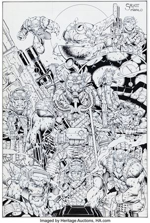 Stephen Platt and Marlo Alquiza The Prophet Collection #46-54 "Prophet Puzzle" Trading Card Illustration Original Art (Fleer/SkyBox, 1996)