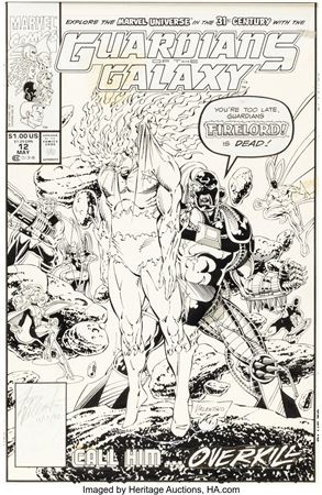 Jim Valentino and Art Thibert Guardians of the Galaxy #12 Cover Original Art (Marvel, 1991)