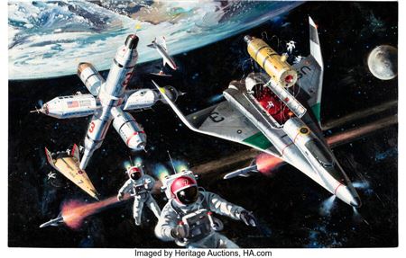 Original Visionary Space Artwork Titled "Heavy Traffic" (1970)