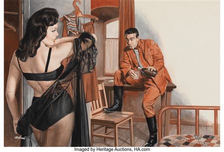 They Sent A B-Girl to Booby Trap D-Day, For Men Only pulp magazine interior