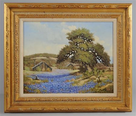 Texas landscape with bluebonnets
