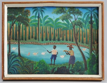 Idyllic Scene of a Young Boy and His Father or Older Brother