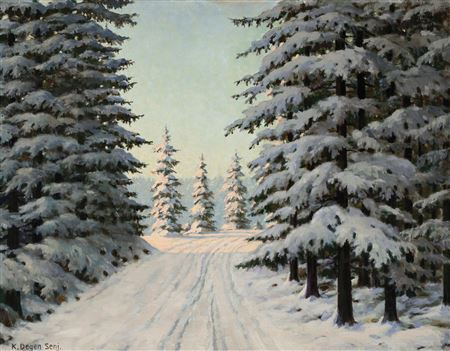 Black Forest winter landscape by Karl Degen - Auction record, sale price, and art valuation. Compare with similar artists and explore comparable artworks.