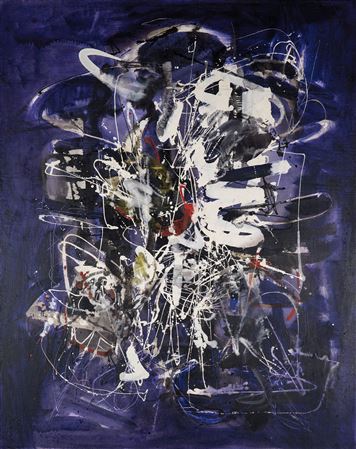 Sample artwork by Ladislas Kijno (1921 - 2012), known for crumbled canvas with themes of magical rites, abstract images - View similar artists and auction records