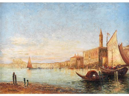 View of the Mouth of the Grand Canal with the Doge's Palace by Italo Giordani - Auction record, sale price, and art valuation. Compare with similar artists and explore comparable artworks.