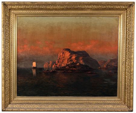 Sunset over Rocky Coastline by John Hammerstad - Auction record, sale price, and art valuation. Compare with similar artists and explore comparable artworks.