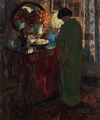 The woman at the dresser by Jules van de Leene - Auction record, sale price, and art valuation. Compare with similar artists and explore comparable artworks.