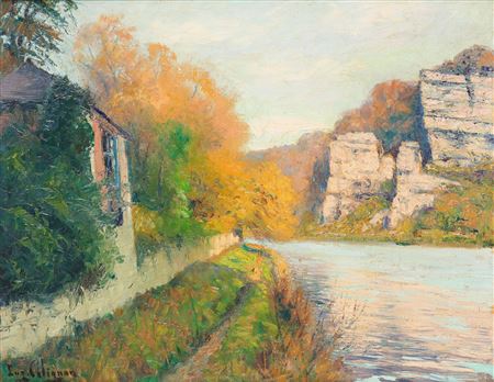 Rocher en bord de Meuse à Beez; L'automne