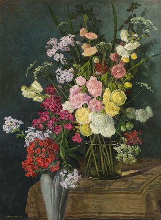 FLOWER PIECE (HOLLYHOCKS)
