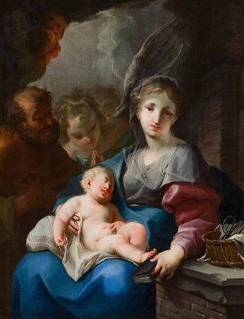 Holy family with sleeping baby Jesus