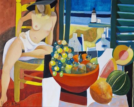 Woman with fruit