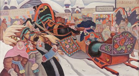 Russian Winter Market with Troika