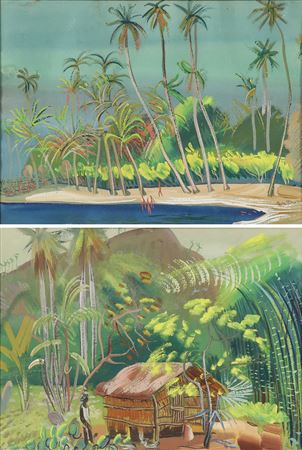 Blue Bay and Native Hut - A pair of Brazilian landscapes