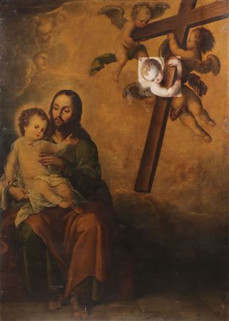Saint Joseph and infant Christ contemplating the Cross by Nicolas Rodriguez Xuarez - Auction record, sale price, and art valuation. Compare with similar artists and explore comparable artworks.