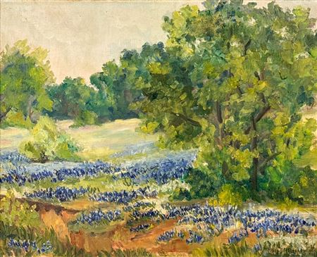 Bluebonnets In A Grove Of Trees