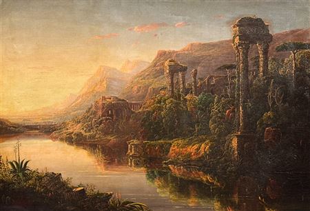 Roman Ruins In A Sunset