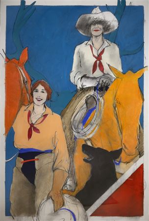 Untitled (Cowgirls with Black Dog)