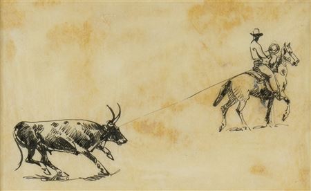 Untitled (Cowboy Roping a Steer)
