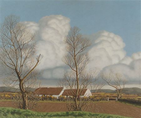 'THATCHED COTTAGES, NORTH ANTRIM LANDSCAPE'