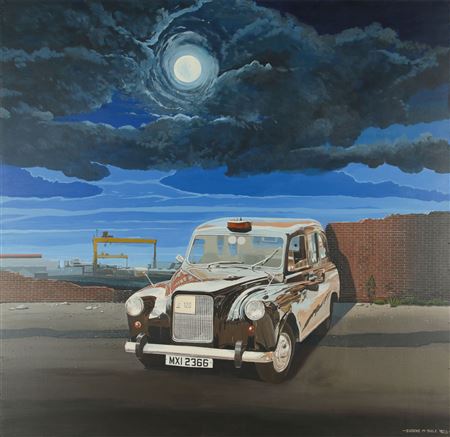 'THE BLACK TAXI' by Eugene McGuile - Auction record, sale price, and art valuation. Compare with similar artists and explore comparable artworks.