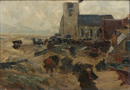 Dutch Coastal Village in the Storm (Katwijk)