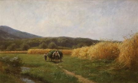 Midsummer in the field during the harvest by Victor Puhonny - Auction record, sale price, and art valuation. Compare with similar artists and explore comparable artworks.
