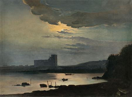 View of the ruins of Koldinghus castle by moonlight