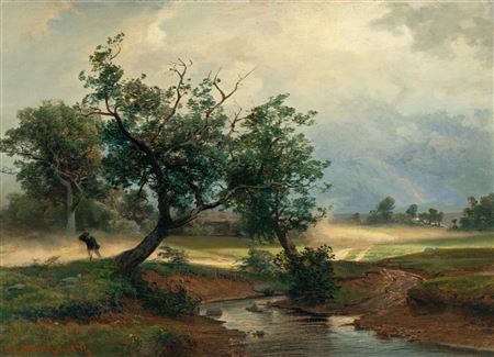 Landscape with approaching thunderstorm