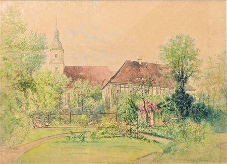 Kirche und Pfarrhaus mit Pfarrgarten, Dresden Weixdorf (?) by Otto Ludwig Schneider - Auction record, sale price, and art valuation. Compare with similar artists and explore comparable artworks.
