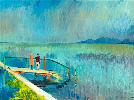 Summer at the Shore of Lake Balaton by Jeno Benedek - Auction record, sale price, and art valuation. Compare with similar artists and explore comparable artworks.