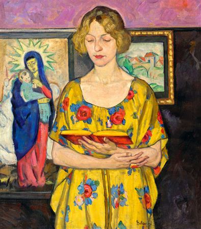 Lady in a Flower Pattern Dress