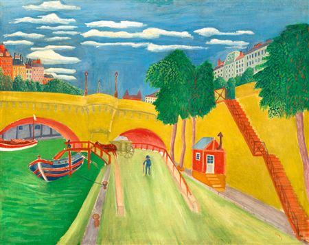 Sample artwork by Gyula Czimra (1901 - 1966), known for artwork style - technical draftsman, industrial and human life subjects - View similar artists and auction records