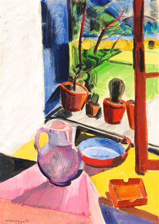 Flower Pots in the Studio Window in Szentendre, 1934