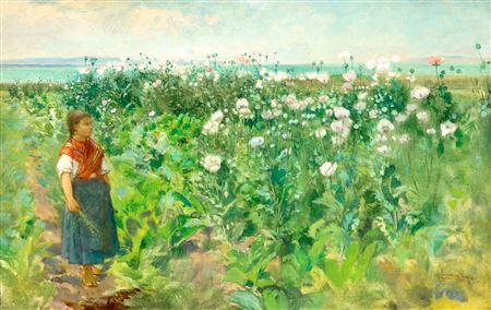 Flowery Field with Lake Balaton in the Background