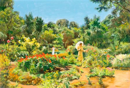 Woman with Parasol (In the Park) by Robert Nadler - Auction record, sale price, and art valuation. Compare with similar artists and explore comparable artworks.