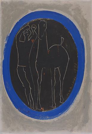 Cavallo e cavaliere in un ovale , 1952