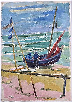 "Fischer am Strand von Koserow/Usedom"