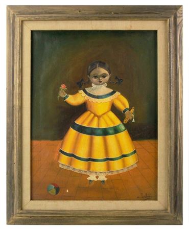 Young Girl Holding Rose and Fan