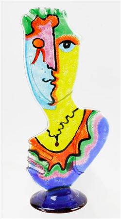 Italian Murano glass sculpture, face and torso