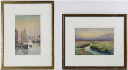 A marsh and Sailboats in harbor (2)