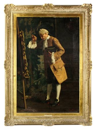 Gentleman Viewing a Painting on an Easel