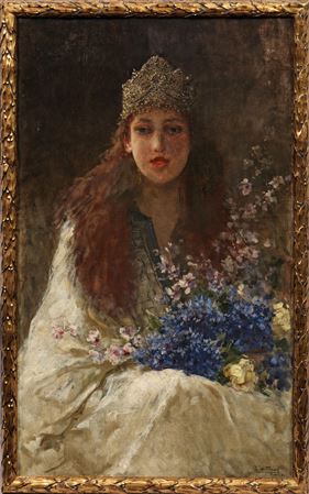 Portrait of an Art Nouveau beauty by Giuseppe Sanctis - Auction record, sale price, and art valuation. Compare with similar artists and explore comparable artworks.
