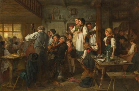 Festivities with people dancing. 1872