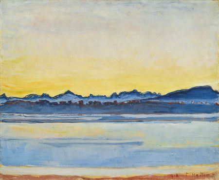 Lake Geneva with Mont-Blanc in the early morning hours, March. 1918