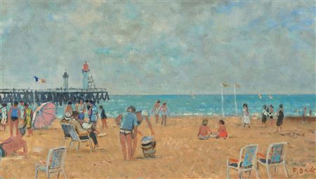 Lecture et sac de Plage, à Trouville