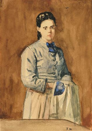 Girl in a blue dress.