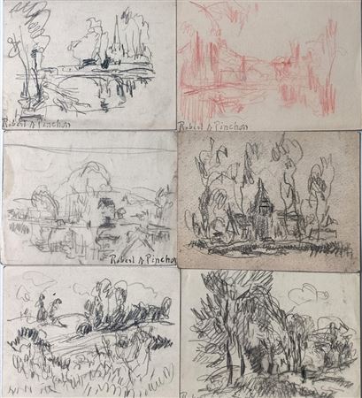 Ensemble de 6 dessins au crayon sur papier