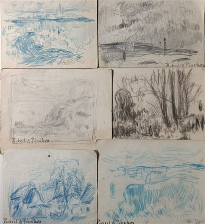 Ensemble de 6 dessins au crayon sur papier
